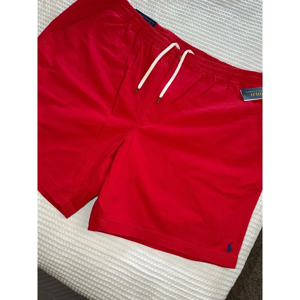 Polo Ralph Lauren Shorts Mens 4XB Red Stretch Classic Fit Drawstring Pony Logo